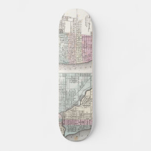 Vintage Map of Chicago and St Louis (1855) Skateboard Deck