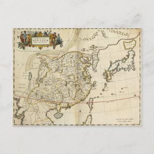 Vintage Map of China 1662 Postcard
