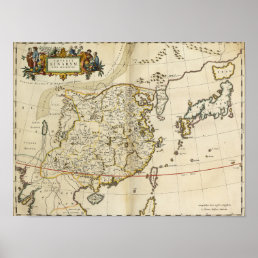 Vintage Map of China | 1662 Poster