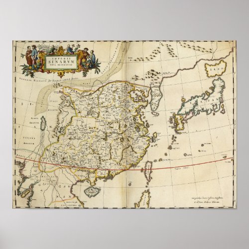 Vintage Map of China  1662 Poster
