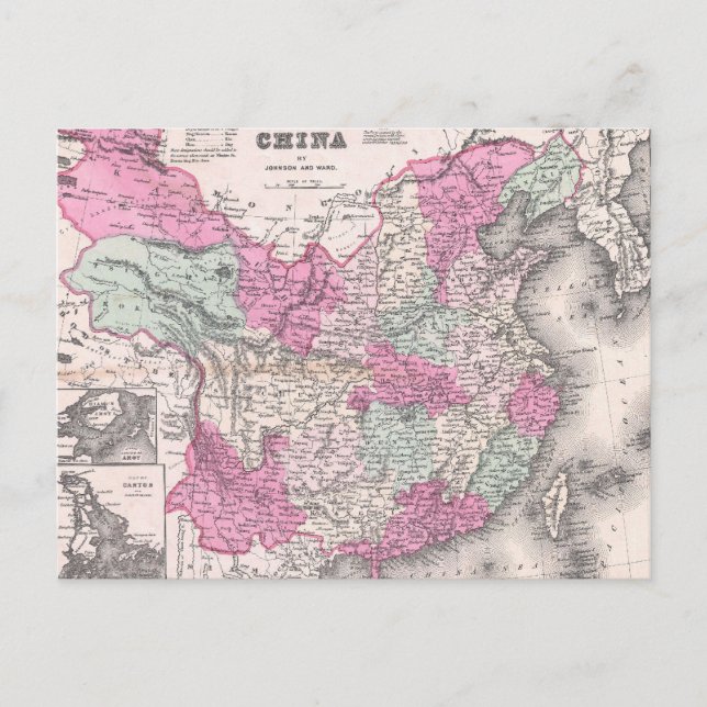 Vintage Map of China (1862) Postcard (Front)