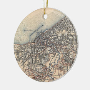 Vintage Map of Cleveland (1904) Ceramic Ornament
