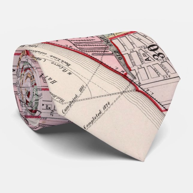 Vintage Map of Cleveland OH (1892) Neck Tie (Rolled)
