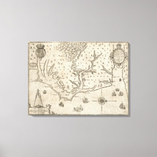 Vintage Map of Coastal North Carolina (1590) Canvas Print