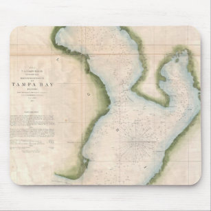 Vintage Map of Coastal Tampa Bay (1855) Mouse Pad