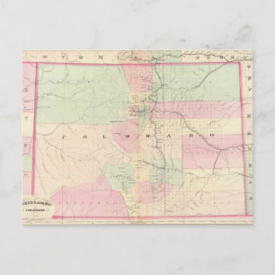 Vintage Map of Colorado (1874) Postcard