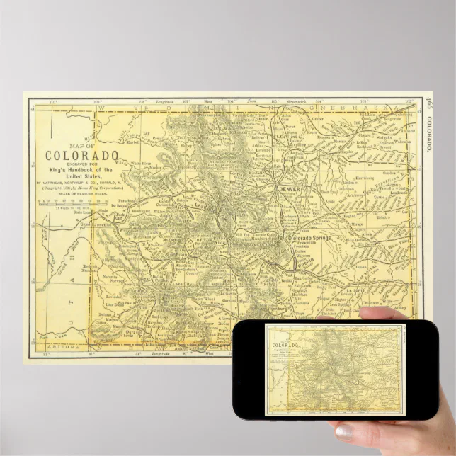Vintage Map of Colorado (1891) Poster | Zazzle