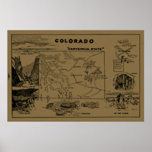 Vintage Map of Colorado (1912) - Tan Poster