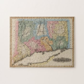 Vintage Map Of Connecticut (1823) Jigsaw Puzzle by Alleycatshirts at Zazzle
