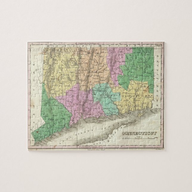 Vintage Map of Connecticut (1827) Jigsaw Puzzle (Horizontal)