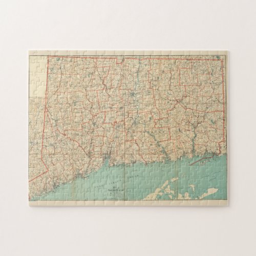 Vintage Map of Connecticut 1893 Jigsaw Puzzle