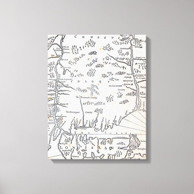 Vintage Map of Connecticut Canvas Print (Front)