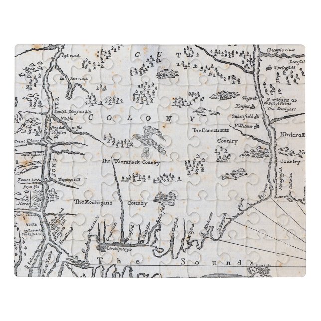 Vintage Map of Connecticut Jigsaw Puzzle (Puzzle Horizontal)