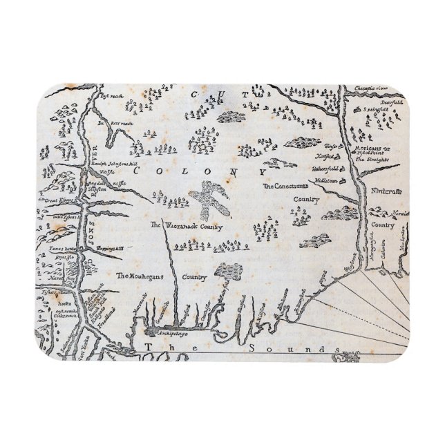 Vintage Map of Connecticut Magnet (Horizontal)