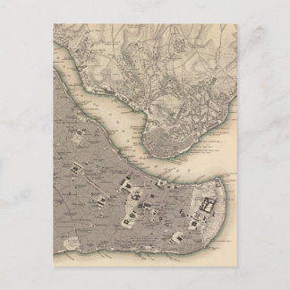 Vintage Map of Constantinople (1840) Postcard