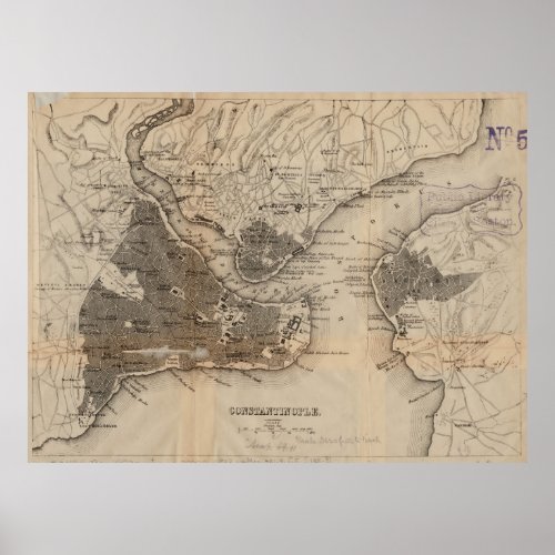 Vintage Map of Constantinople 1859 Poster