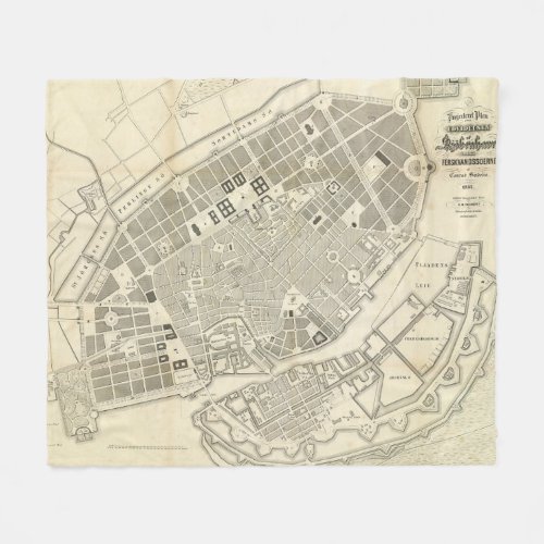 Vintage Map of Copenhagen Denmark Expansions Fleece Blanket