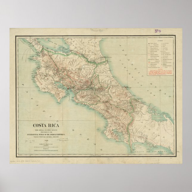 Vintage Map of Costa Rica (1903) Poster (Front)