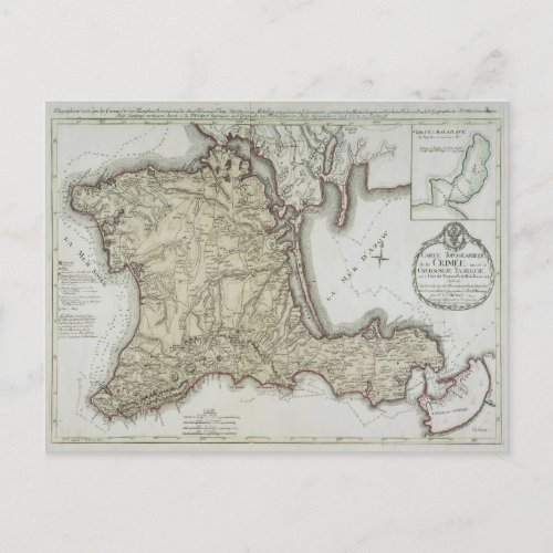 Vintage Map of Crimea Ukraine Sevastopol Region Postcard