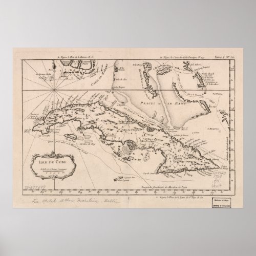 Vintage Map of Cuba 1764 Poster