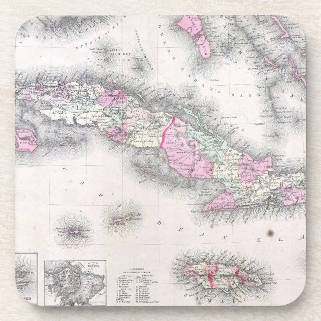 Vintage Map of Cuba (1861) Beverage Coaster (Front)