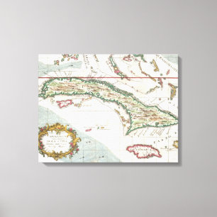 Vintage Map of Cuba and Jamaica (1763) Canvas Print