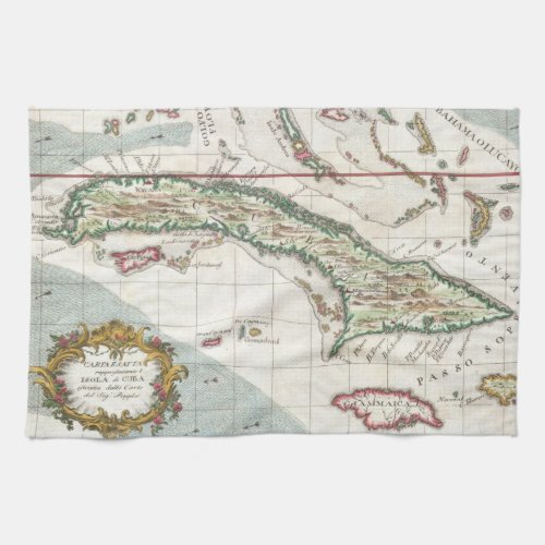 Vintage Map of Cuba and Jamaica 1763 Kitchen Towel