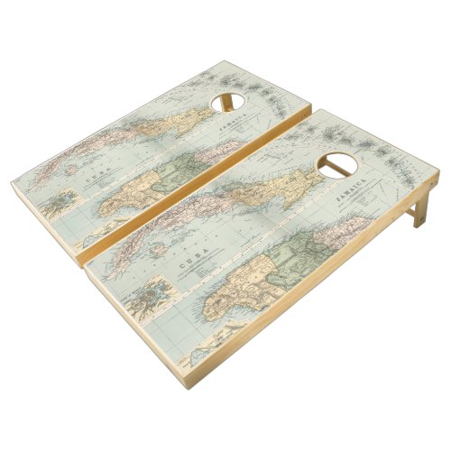 Vintage Map of Cuba and Jamaica 1892 Cornhole Set