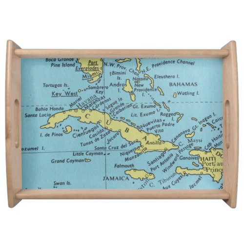 Vintage map of Cuba serving tray