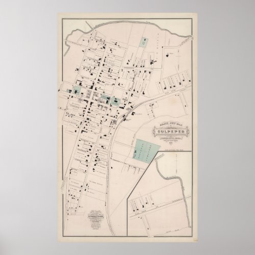 Vintage Map of Culpeper Virginia 1878 Poster