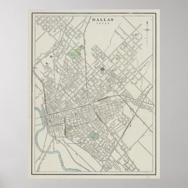 Vintage Map of Dallas Texas (1901) Poster (Front)