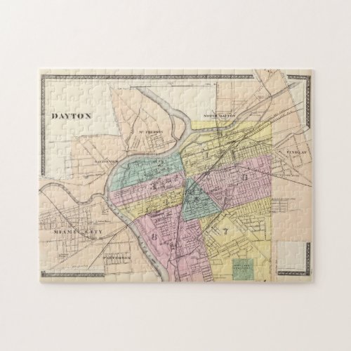 Vintage Map of Dayton Ohio 1872 Jigsaw Puzzle