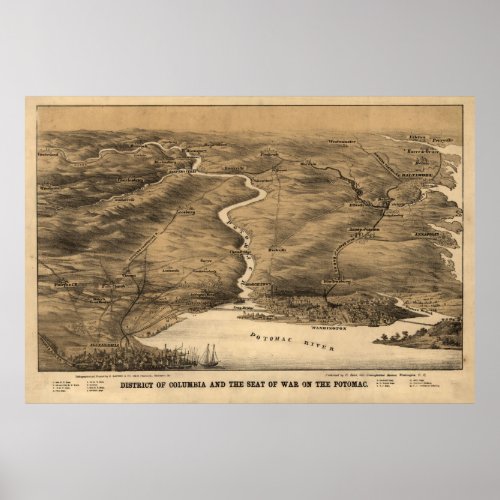 Vintage Map of DC Maryland  Northern VA Poster