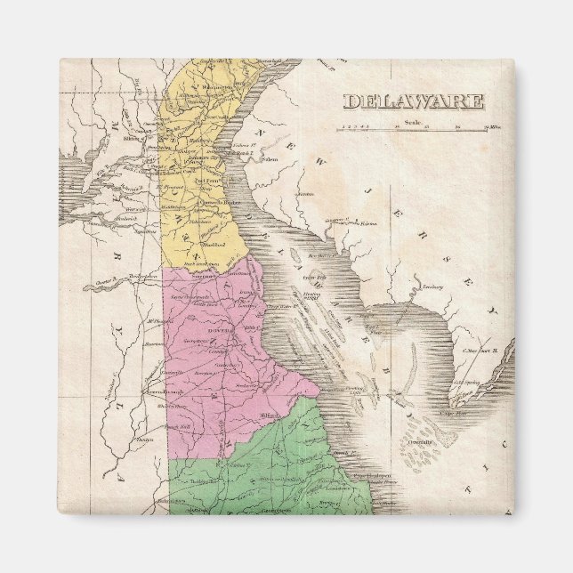 Vintage Map of Delaware (1827) Magnet (Front)