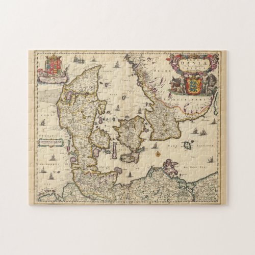 Vintage Map of Denmark 1690 Jigsaw Puzzle