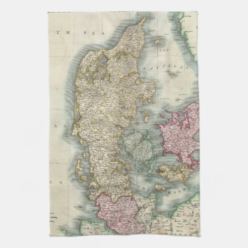 Vintage Map of Denmark 1801 Towel