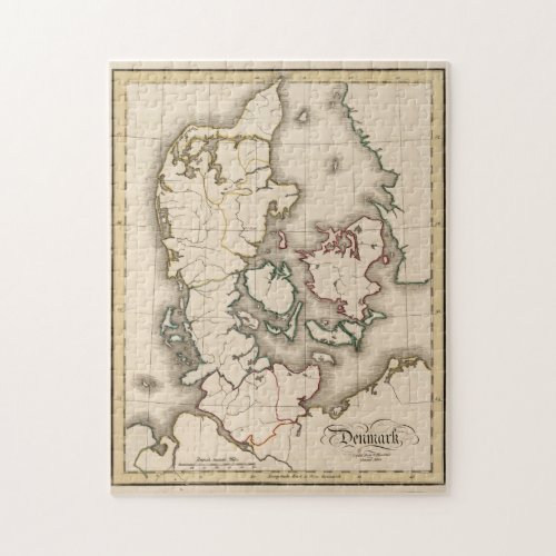 Vintage Map of Denmark 1815 Jigsaw Puzzle
