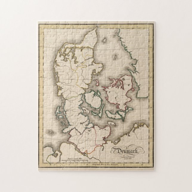 Vintage Map of Denmark (1815) Jigsaw Puzzle (Vertical)
