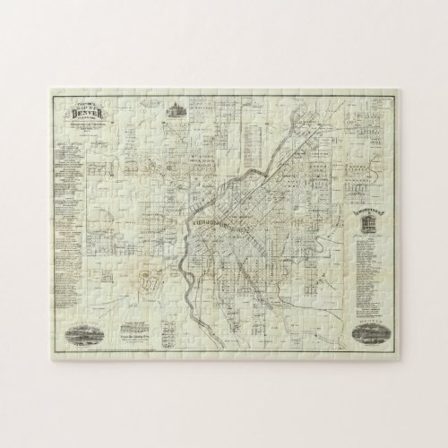 Vintage Map of Denver CO 1879 Jigsaw Puzzle