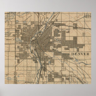 Vintage Map of Denver Colorado (1888) Poster