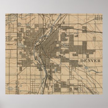 Vintage Map Of Denver Colorado (1888) Poster by Alleycatshirts at Zazzle