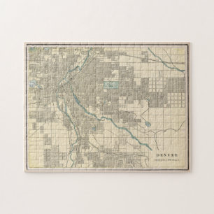 Vintage Map of Denver Colorado (1901) Jigsaw Puzzle
