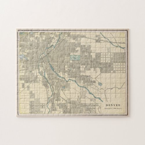 Vintage Map of Denver Colorado 1901 Jigsaw Puzzle