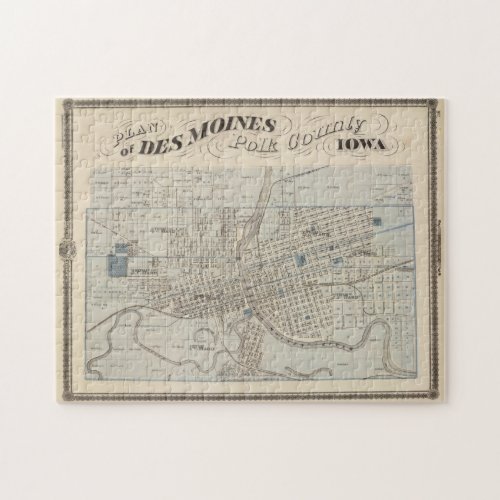 Vintage Map of Des Moines IA 1875 Jigsaw Puzzle