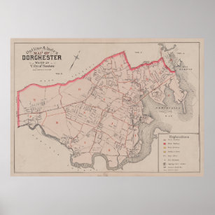 Vintage Map of Dorchester MA (1884) Poster