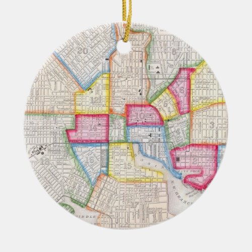 Vintage Map of Downtown Baltimore 1860 Ceramic Ornament