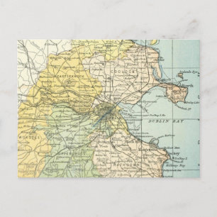 Vintage Map of Dublin and Surrounding Areas (1900) Postcard