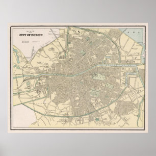 Vintage Map of Dublin Ireland (1901) Poster