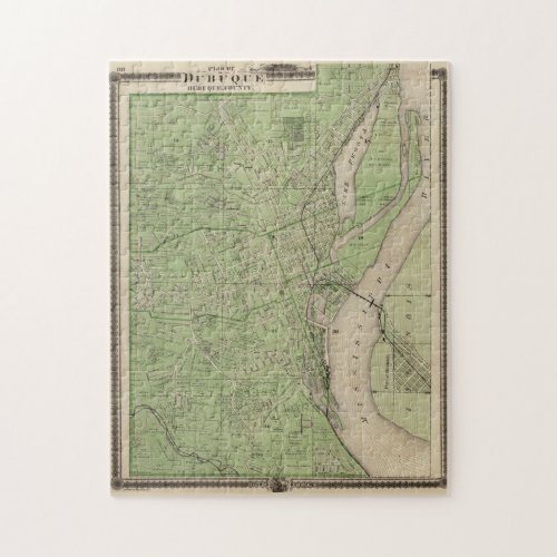 Vintage Map of Dubuque IA 1875 Jigsaw Puzzle