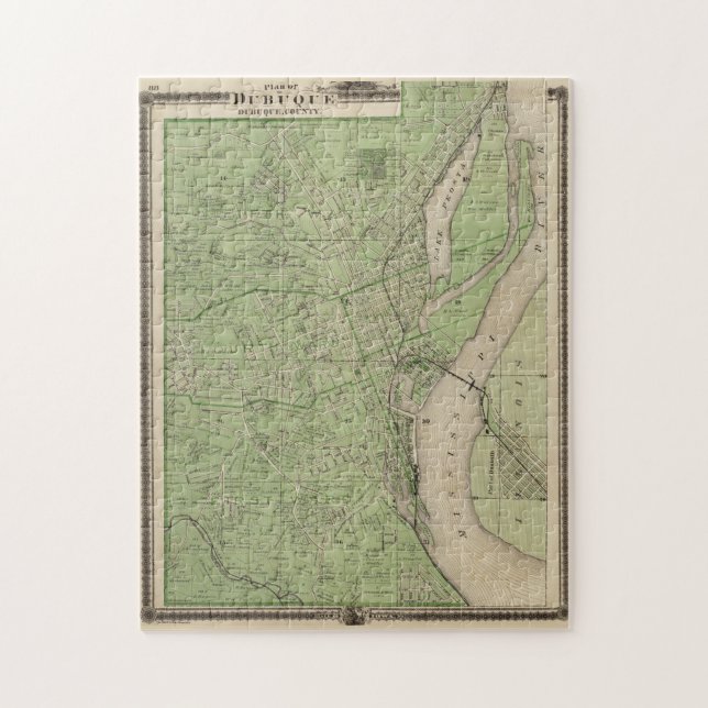 Vintage Map of Dubuque IA (1875) Jigsaw Puzzle (Vertical)